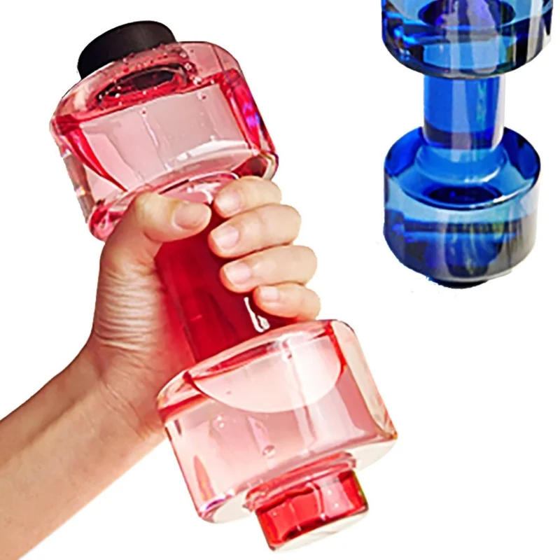 Dumbbells Shaped Plastic 550ml Capacity Gym Sports Water Bottle Outdoor Fitness Bicycle Bike Camping Training Water Bottle