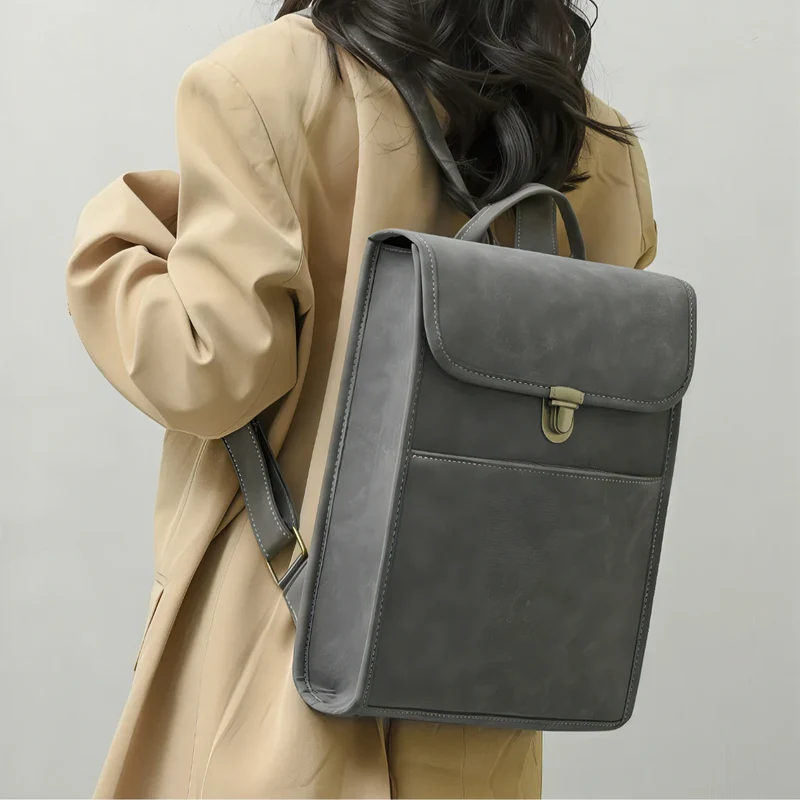 Sac à dos rectangulaire effet velouté - Blanche