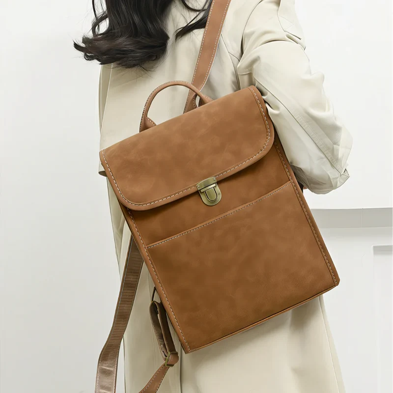 Sac à dos rectangulaire effet velouté - Blanche