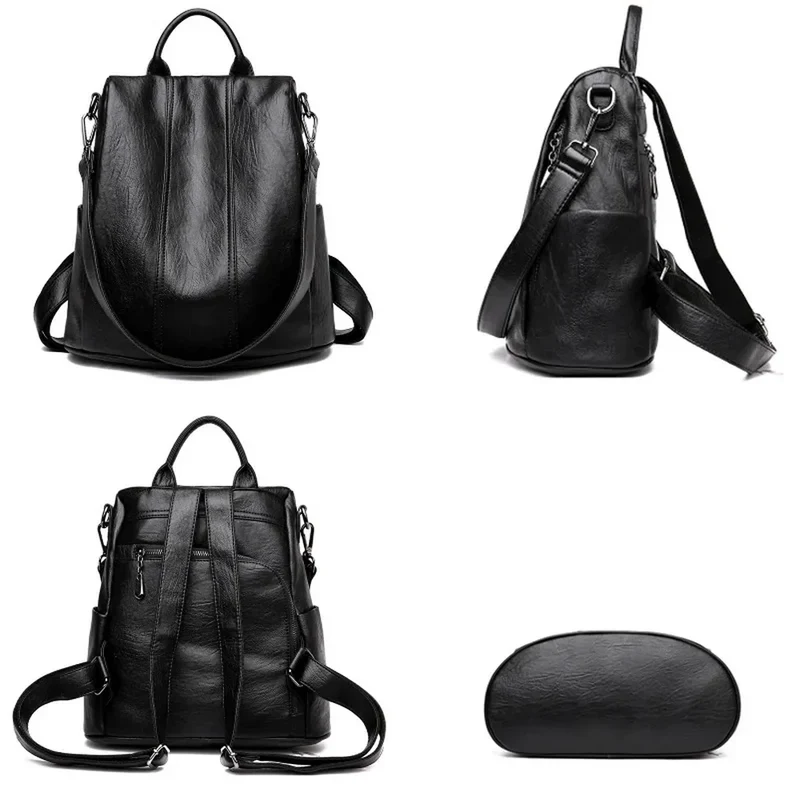 Grand sac à dos femme souple noir - Ombeline
