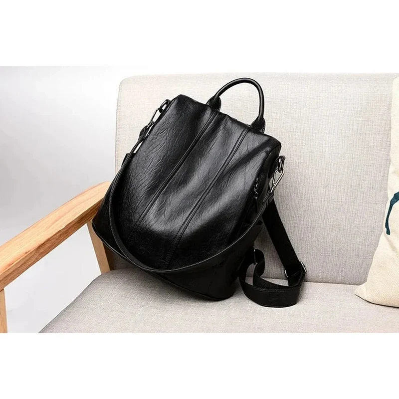 Grand sac à dos femme souple noir - Ombeline