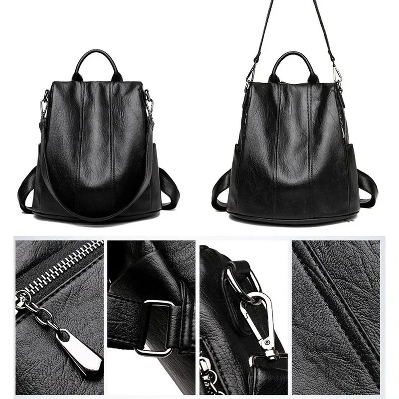 Grand sac à dos femme souple noir - Ombeline