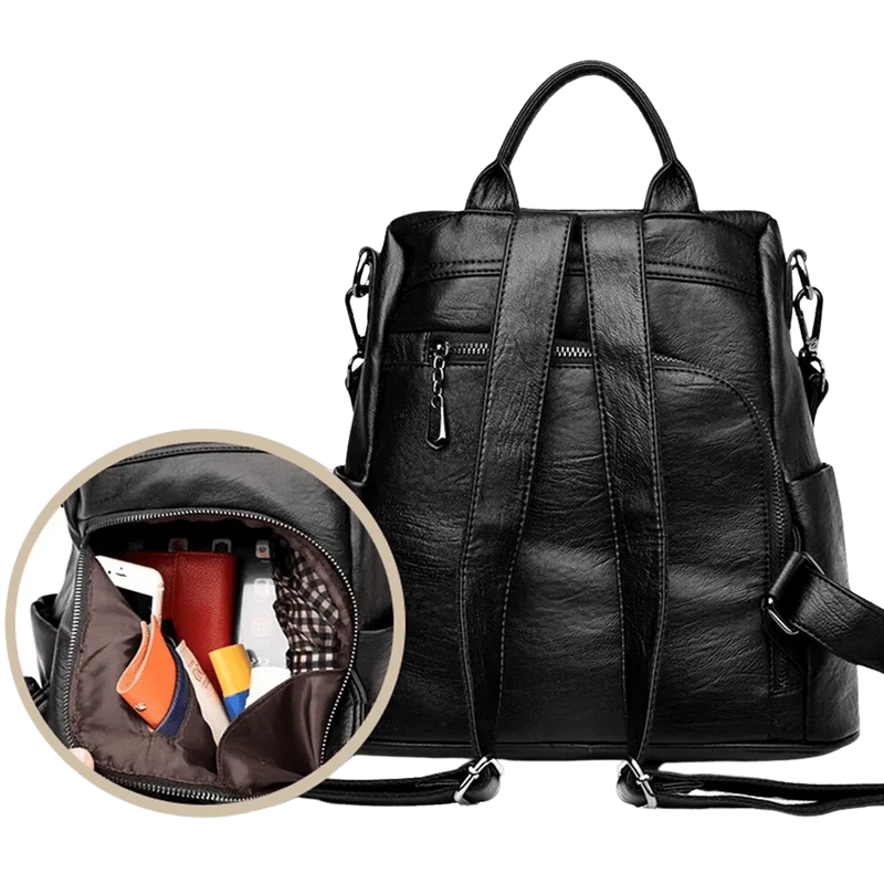 Grand sac à dos femme souple noir - Ombeline