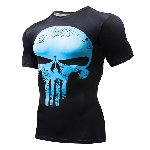 Superman Print Men's Compression Shirt Batman Slim Tights Cycling Base Level Gym Jersey Fitness Sports Underwear Apparel MMA