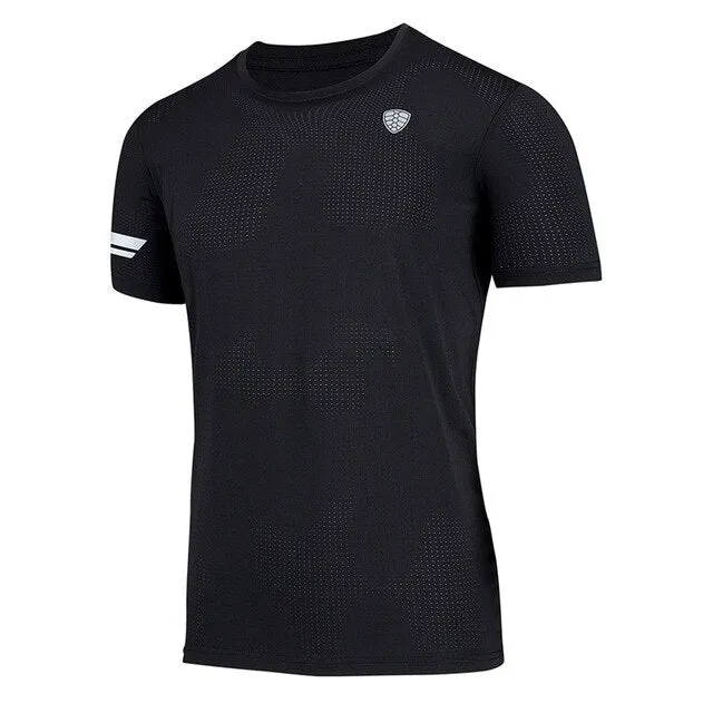Men Training Anti-sweat T-shirt Round Neck Short Sleeve Quick Dry Tee Tops Tights Apparel Gym Fitness Running Sportswear