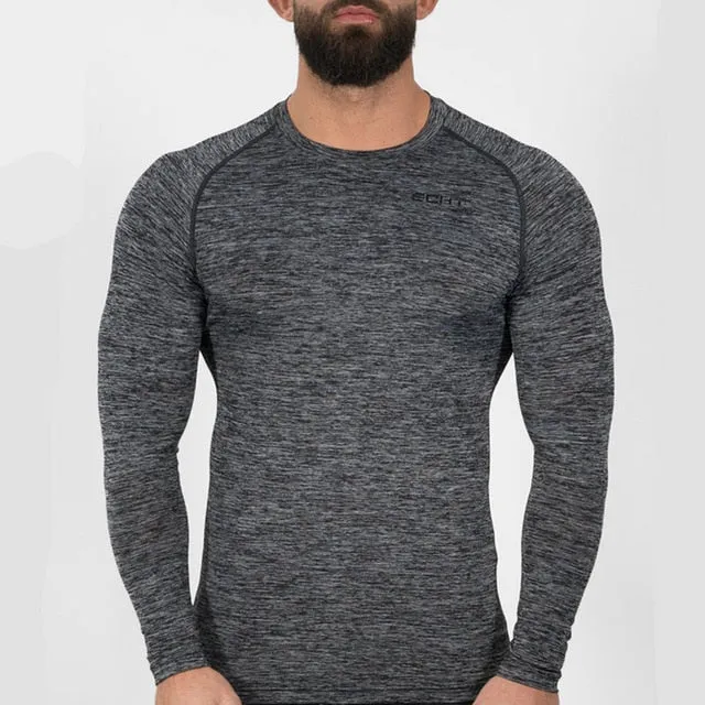 Men Compression Quick dry Long sleeve T-shirt Man Gym Fitness Training t shirt Male Jogging Run Sports Tight Tees Tops Apparel