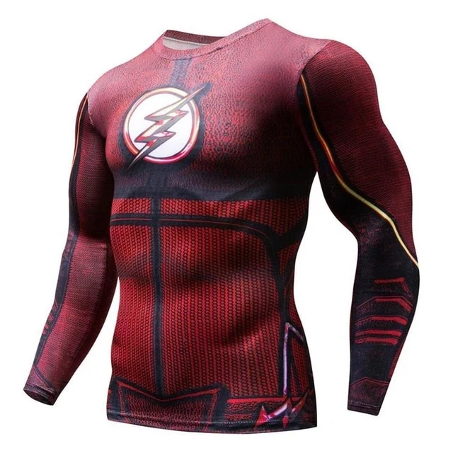 3D Marvel T-shirt Long Sleeve Sport Shirt Men Quick Dry Men's Running T-shirts Gym Apparel Fitness Top Rashgard Male Jersey 2019