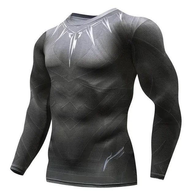 3D Marvel T-shirt Long Sleeve Sport Shirt Men Quick Dry Men's Running T-shirts Gym Apparel Fitness Top Rashgard Male Jersey 2019