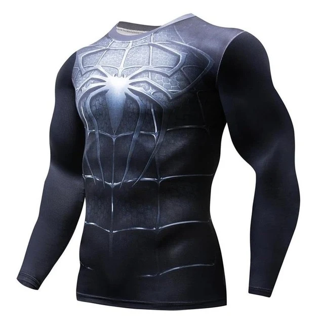 3D Marvel T-shirt Long Sleeve Sport Shirt Men Quick Dry Men's Running T-shirts Gym Apparel Fitness Top Rashgard Male Jersey 2019