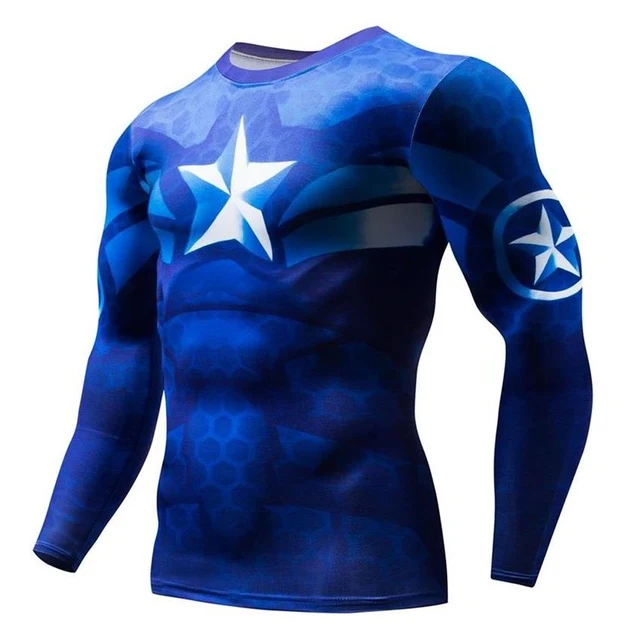 3D Marvel T-shirt Long Sleeve Sport Shirt Men Quick Dry Men's Running T-shirts Gym Apparel Fitness Top Rashgard Male Jersey 2019