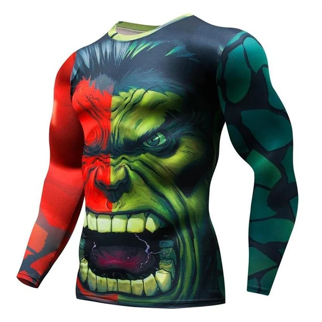 3D Marvel T-shirt Long Sleeve Sport Shirt Men Quick Dry Men's Running T-shirts Gym Apparel Fitness Top Rashgard Male Jersey 2019