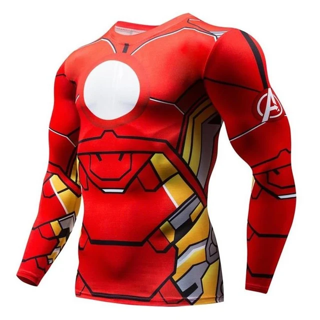 3D Marvel T-shirt Long Sleeve Sport Shirt Men Quick Dry Men's Running T-shirts Gym Apparel Fitness Top Rashgard Male Jersey 2019