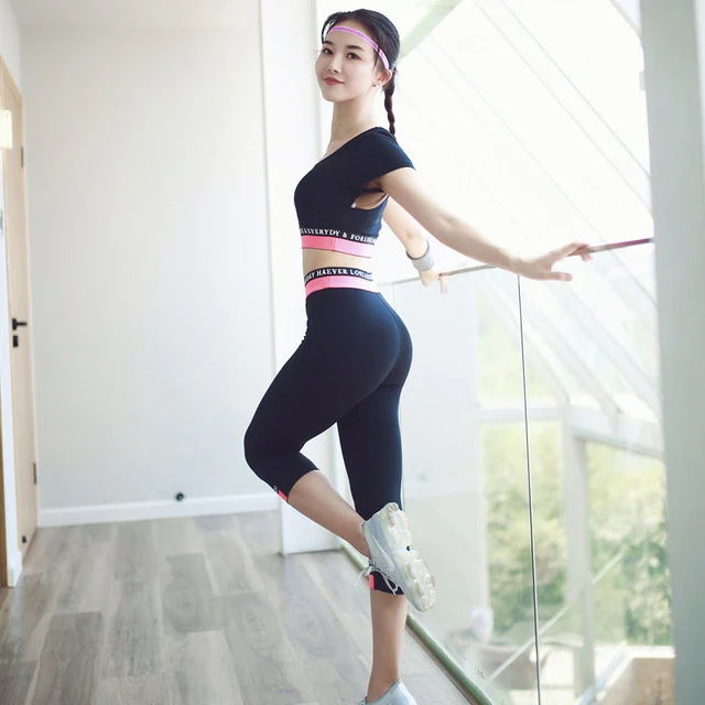 Women's Yoga Fitness Gym Sports Apparel Firm Sets Running Jogging T-shirt + Pants+Bra Leggings Tights Yoga Workout Sport Suits