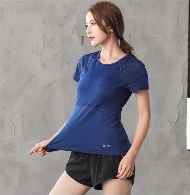 CKAHSBI New Mesh Yoga Shirts Tops Sports Apparel Fitness Gym Athletic Sport t Shirt Women Clothing Workout Female Running Shirts