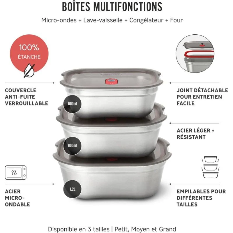 Lunch Box inox étanche micro-ondes 600 ml / 900 ml / 1.2 L - Black & Blum