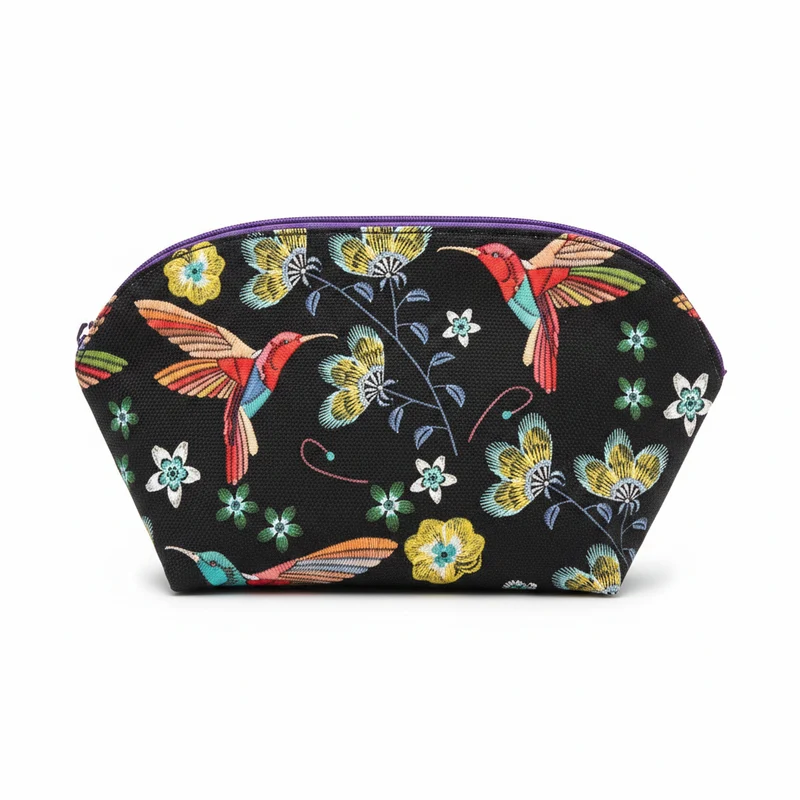 Trousse similicuir motifs colibris