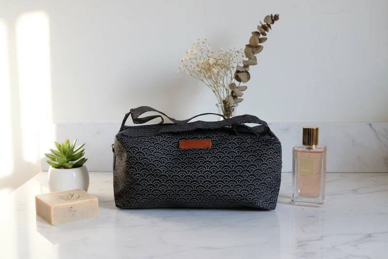Trousse de toilette – Tissu japonais vagues – Fait main en France