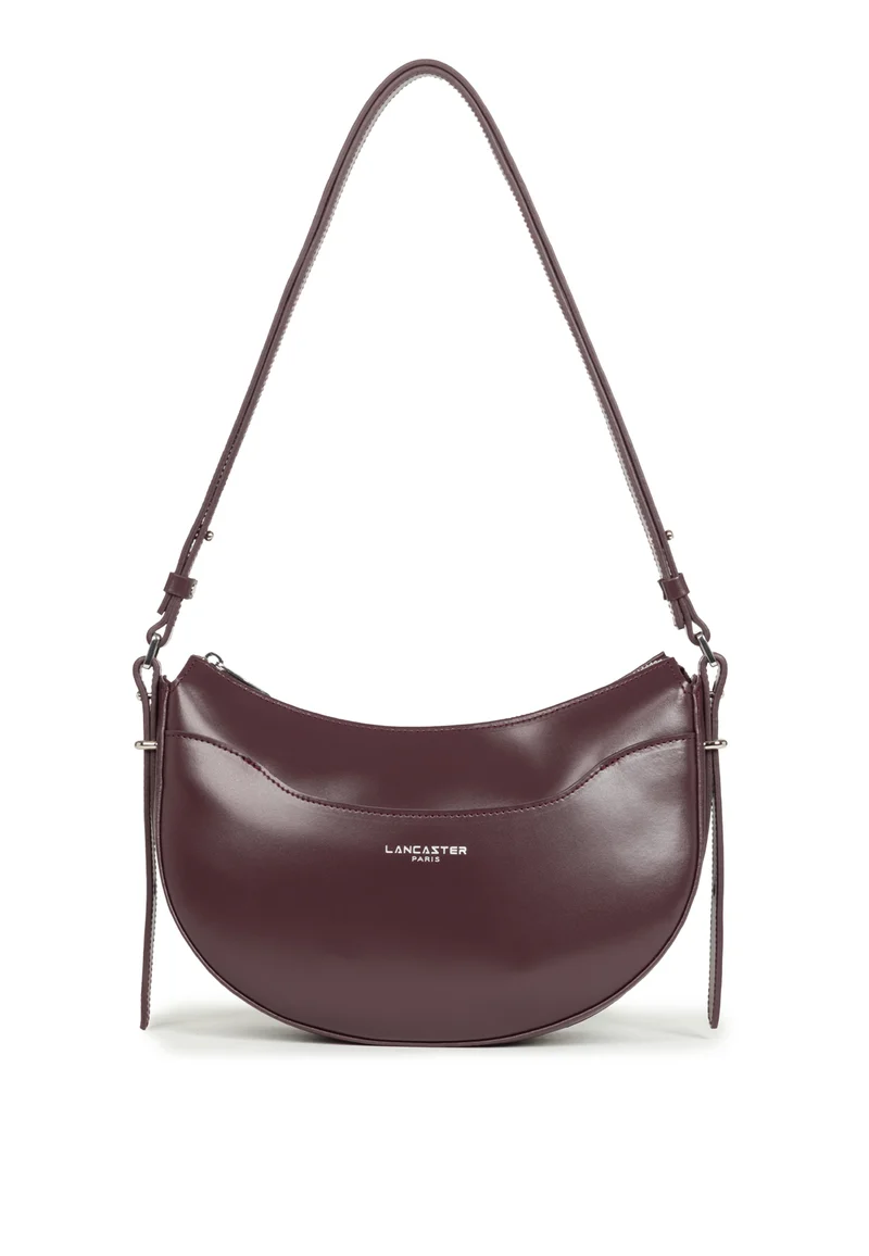 Lancaster Sac Demi-lune Zippé Suave Ace Cuir Bordeaux foncé