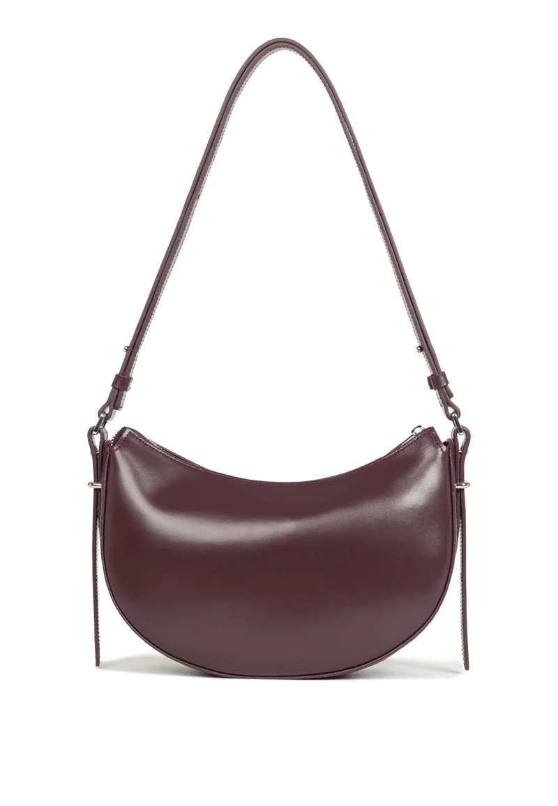Lancaster Sac Demi-lune Zippé Suave Ace Cuir Bordeaux foncé