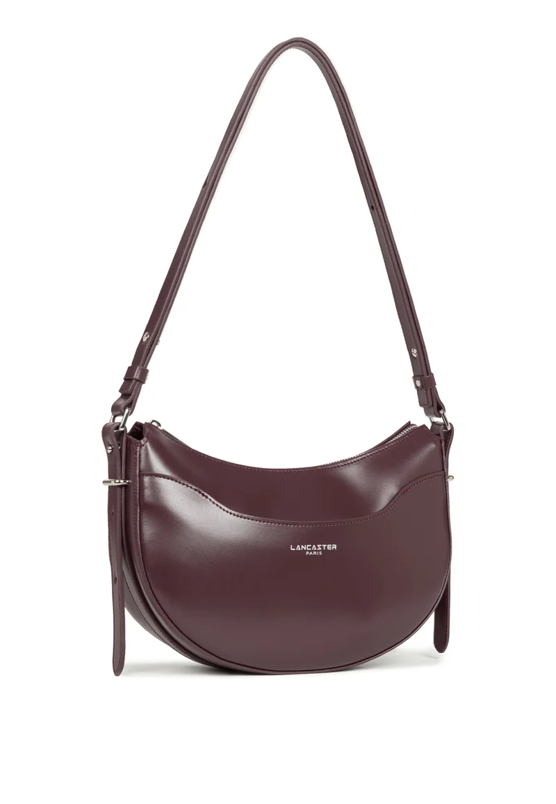 Lancaster Sac Demi-lune Zippé Suave Ace Cuir Bordeaux foncé