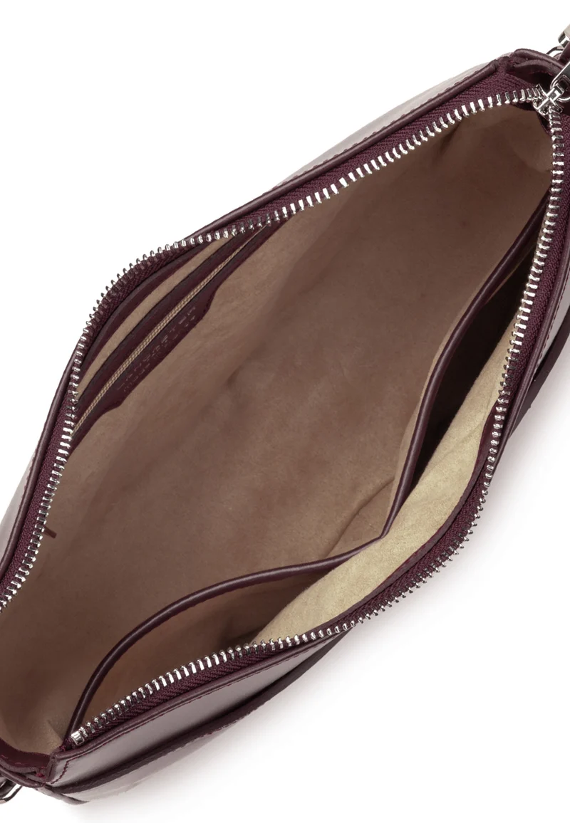 Lancaster Sac Demi-lune Zippé Suave Ace Cuir Bordeaux foncé