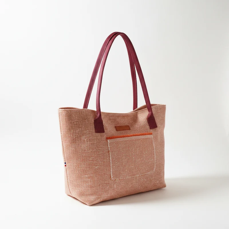 Tote Bag Tissé Rose Gold — Poche Avant