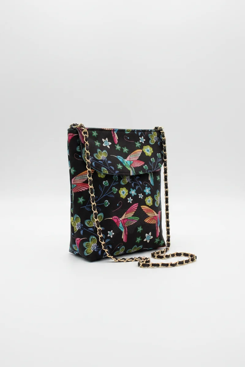 Sac à bandoulière Colibris – Simili cuir & chaîne dorée