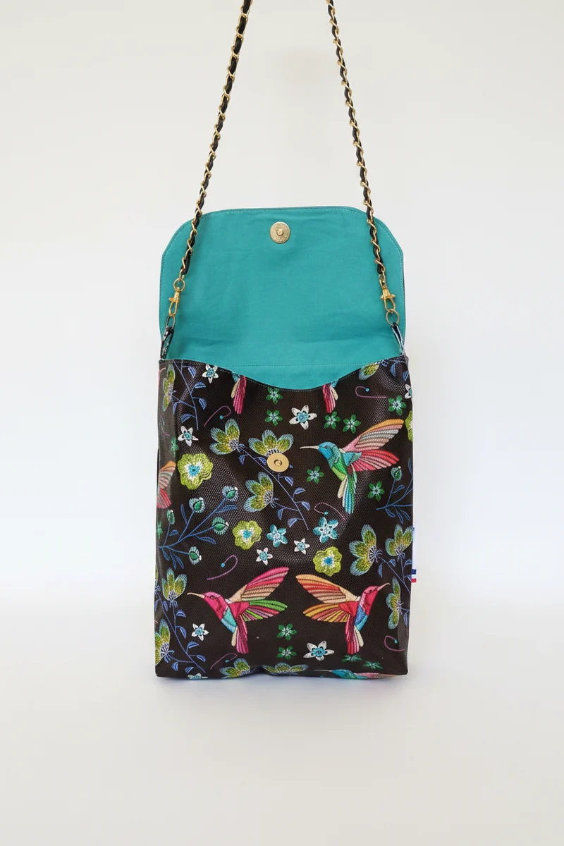 Sac à bandoulière Colibris – Simili cuir & chaîne dorée