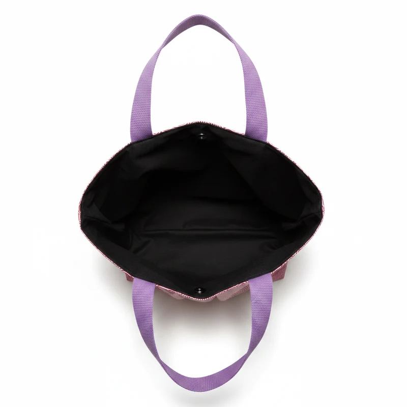 Tote bag simili cuir – Motif vagues japonaises rose & violet