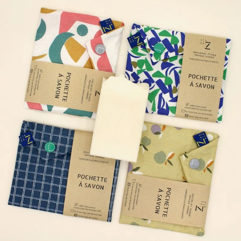 Pochette savon & shampoing solide imperméable coton enduit Oeko-Tex - Atelier Z