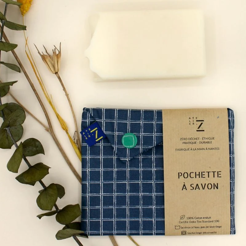 Pochette savon & shampoing solide imperméable coton enduit Oeko-Tex - Atelier Z