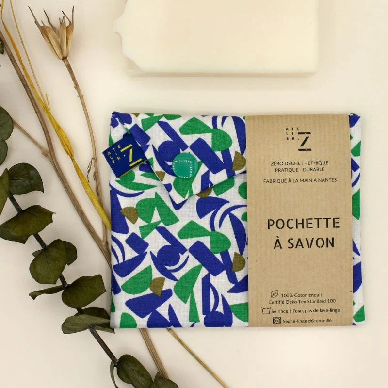 Pochette savon & shampoing solide imperméable coton enduit Oeko-Tex - Atelier Z