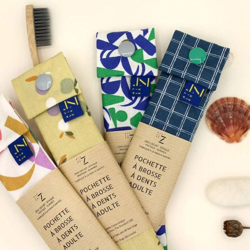 Pochette brosse à dents adulte coton enduit Oeko-Tex – Atelier Z