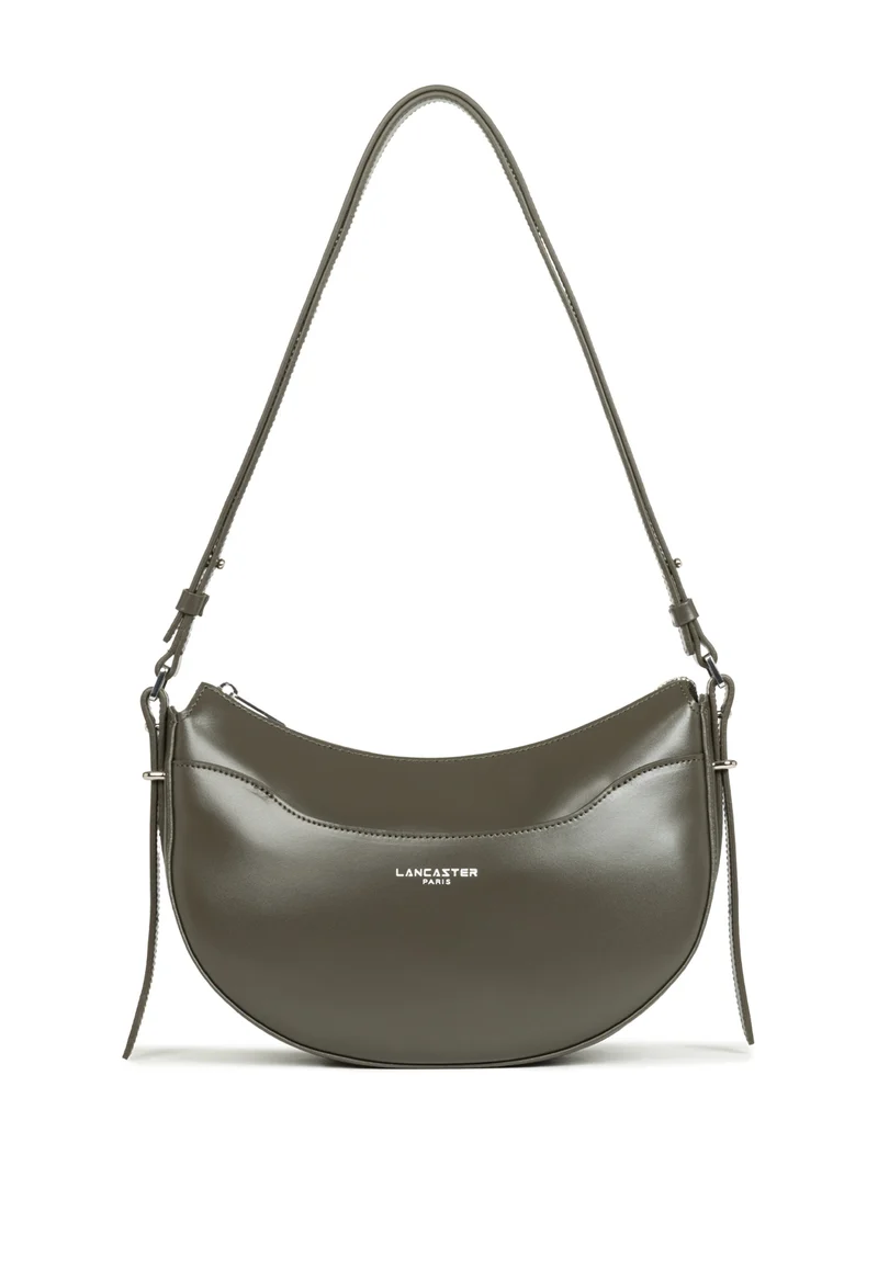 Lancaster Sac Demi-lune Zippé Suave Ace Cuir Kaki foncé