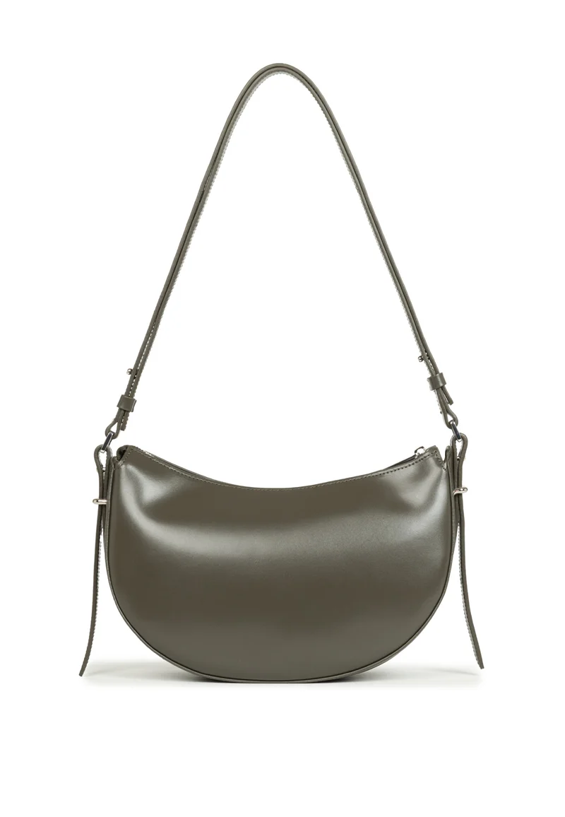 Lancaster Sac Demi-lune Zippé Suave Ace Cuir Kaki foncé