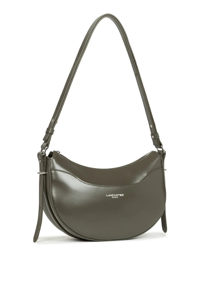 Lancaster Sac Demi-lune Zippé Suave Ace Cuir Kaki foncé