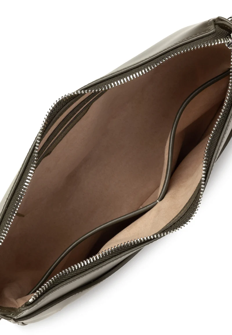 Lancaster Sac Demi-lune Zippé Suave Ace Cuir Kaki foncé