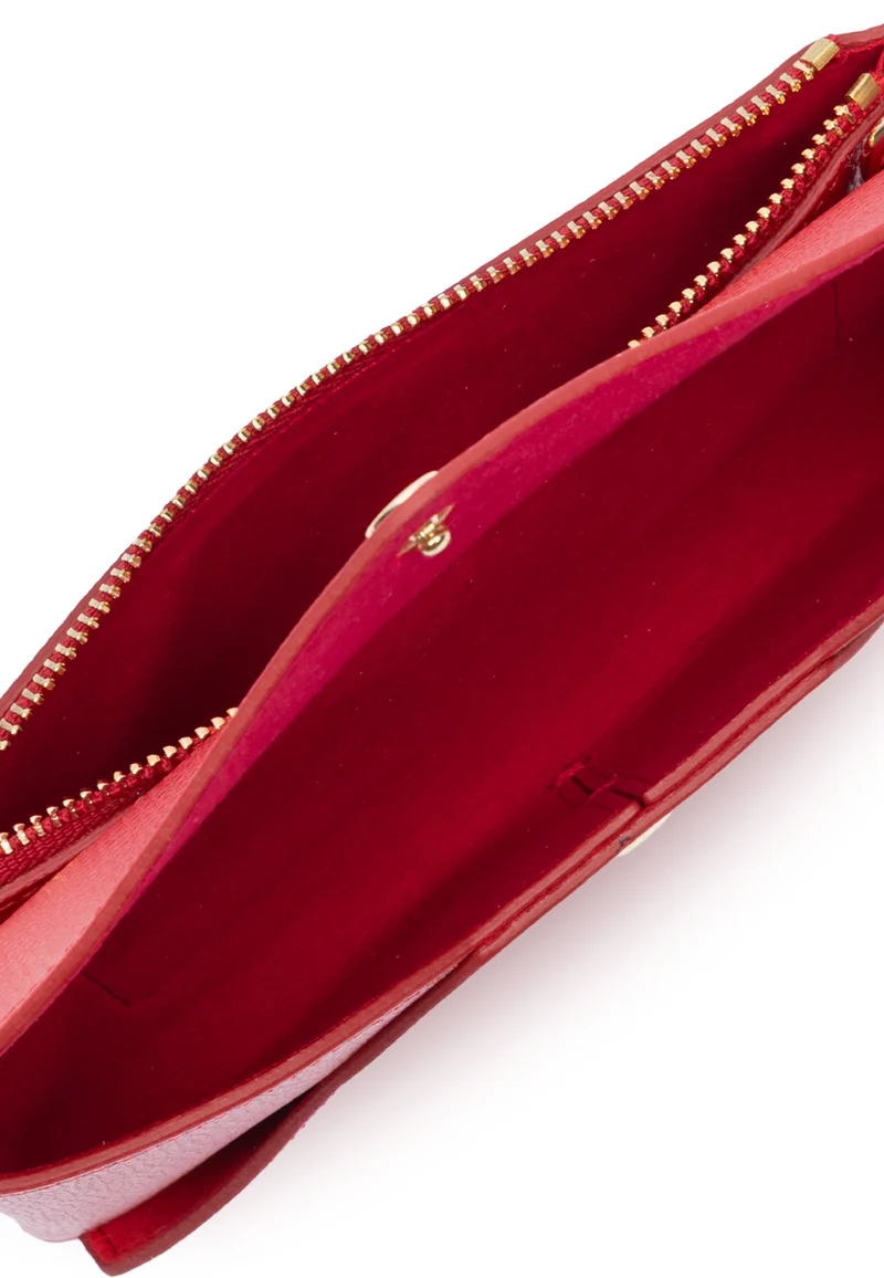 Lancaster Pochette à Rabat Sierra PM Cuir Grainé Rouge