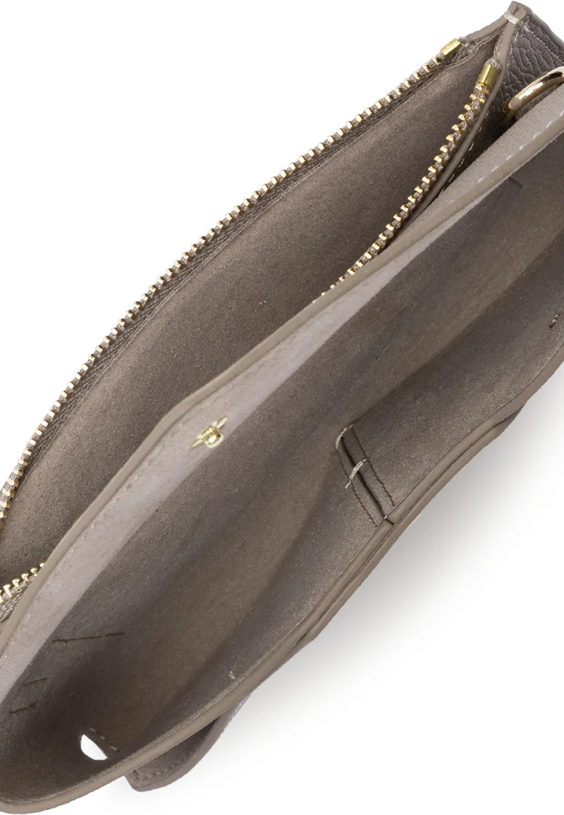 Lancaster Pochette à Rabat Sierra PM Cuir Grainé Galet