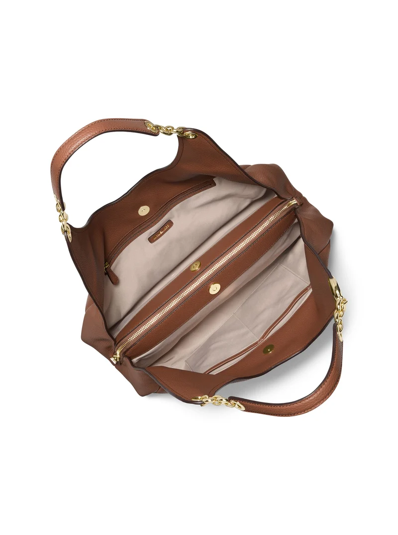 Michael Kors Sac Bandoulière Cuir Ellie Grand Tripartite Cognac