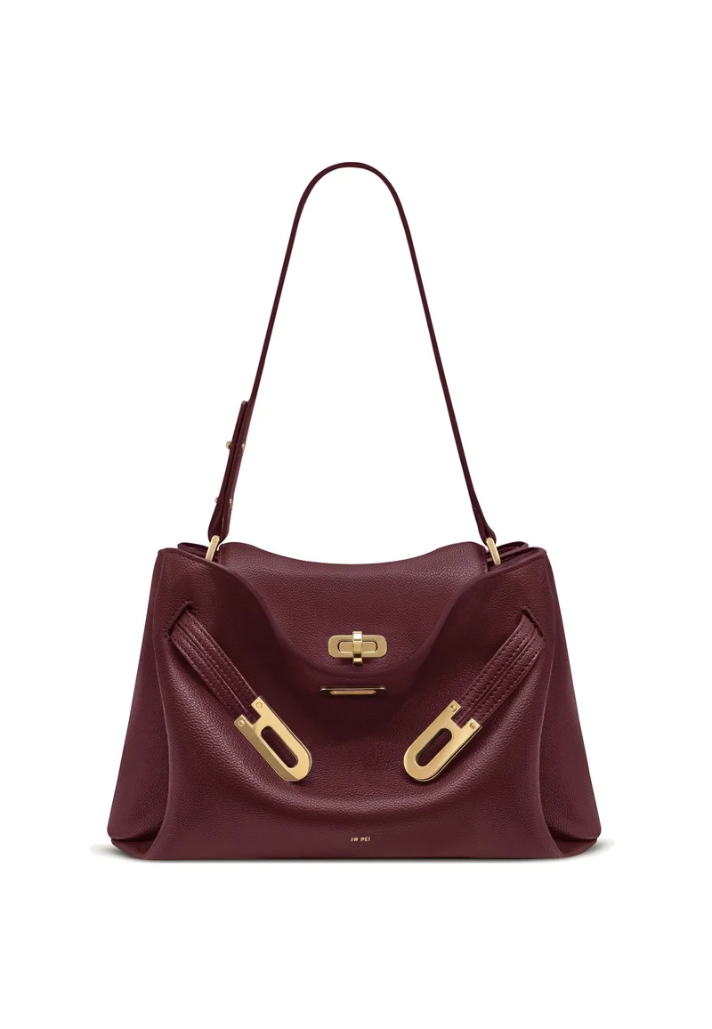 JW PEI Sac Bandoulière Rhea Grainé Double Boucle Dark Burgundy