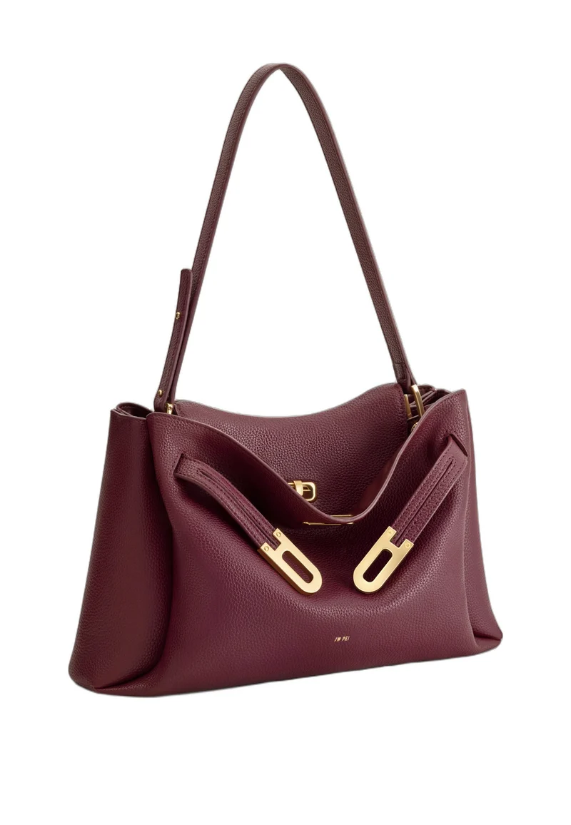 JW PEI Sac Bandoulière Rhea Grainé Double Boucle Dark Burgundy