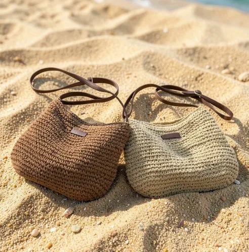 Sac à Bandoulière Femme en Paille Tressée – Style Bohème Chic d’Été