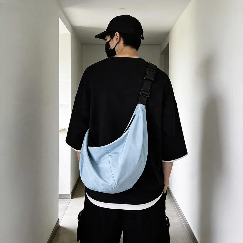 Sac à Bandoulière Homme Grande Capacité en Nylon Imperméable – Style Urbain Unisexe