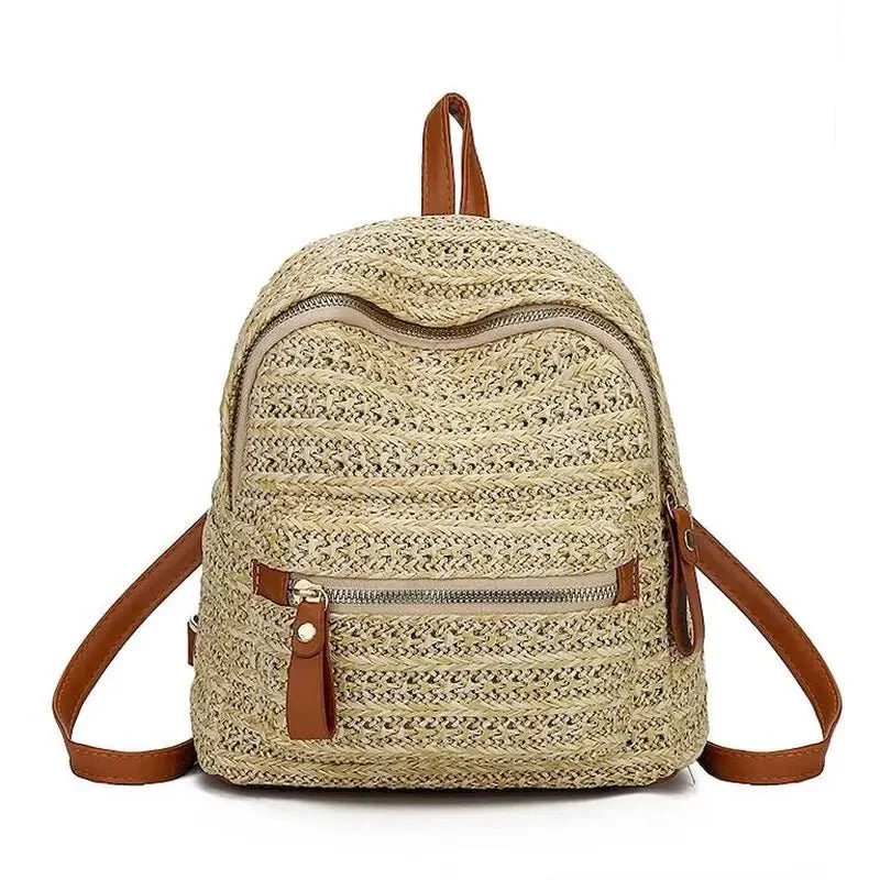 Petit sac à dos femme de plage en paille