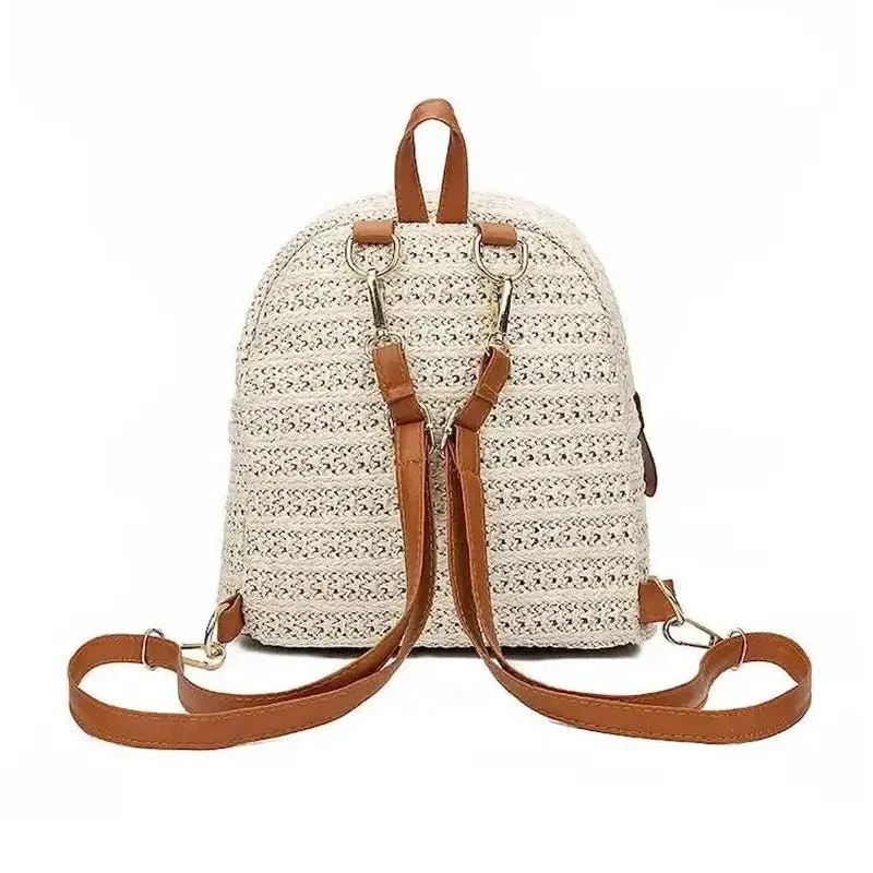 Petit sac à dos femme de plage en paille