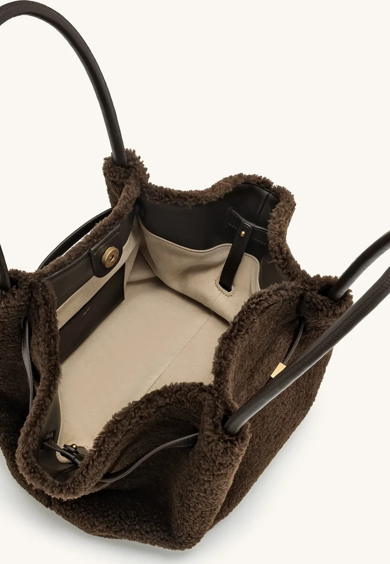 JW PEI Cabas Hana Medium Faux Fur Mocha Brown
