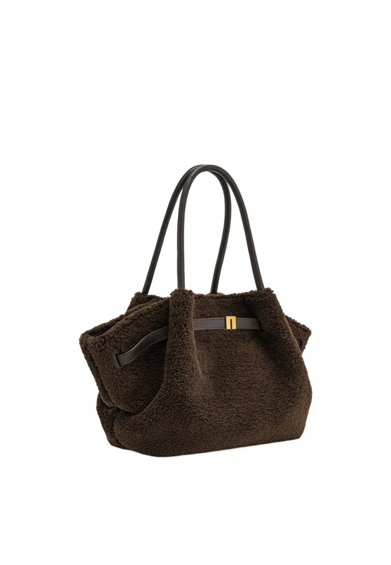 JW PEI Cabas Hana Medium Faux Fur Mocha Brown