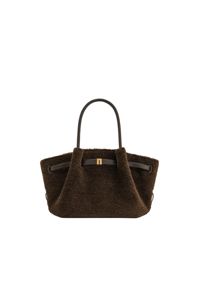 JW PEI Cabas Hana Medium Faux Fur Mocha Brown