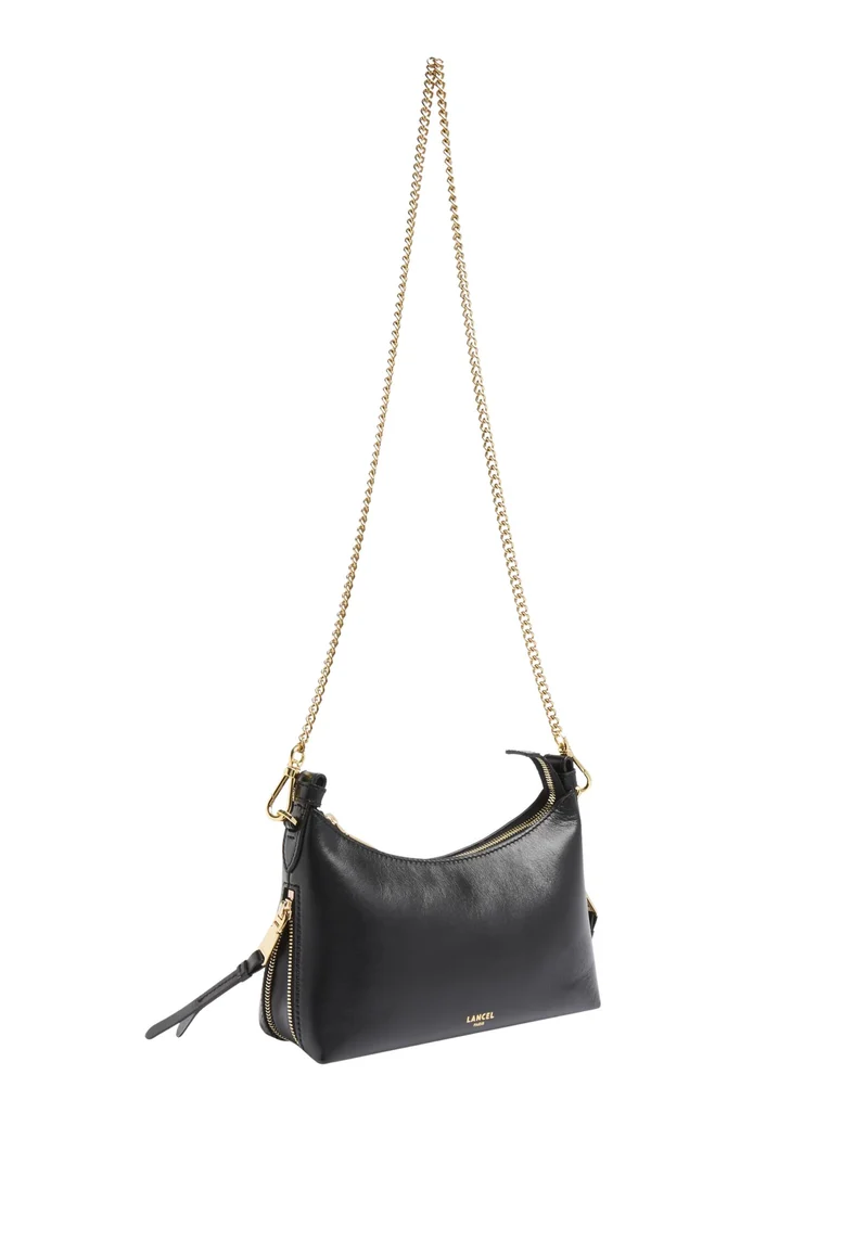 Lancel Origami Sac Baby Hobo Zippé Cuir Noir